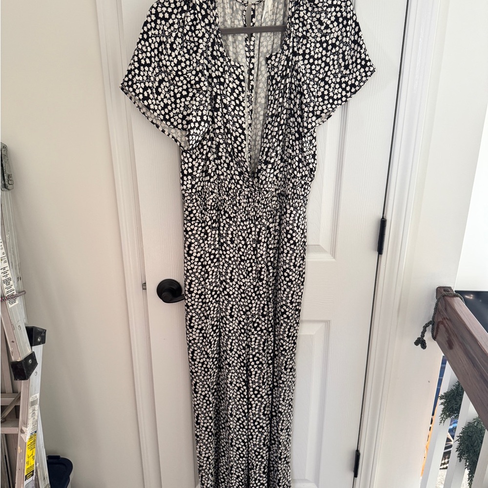 Anthropologie Black and White Floral Dress